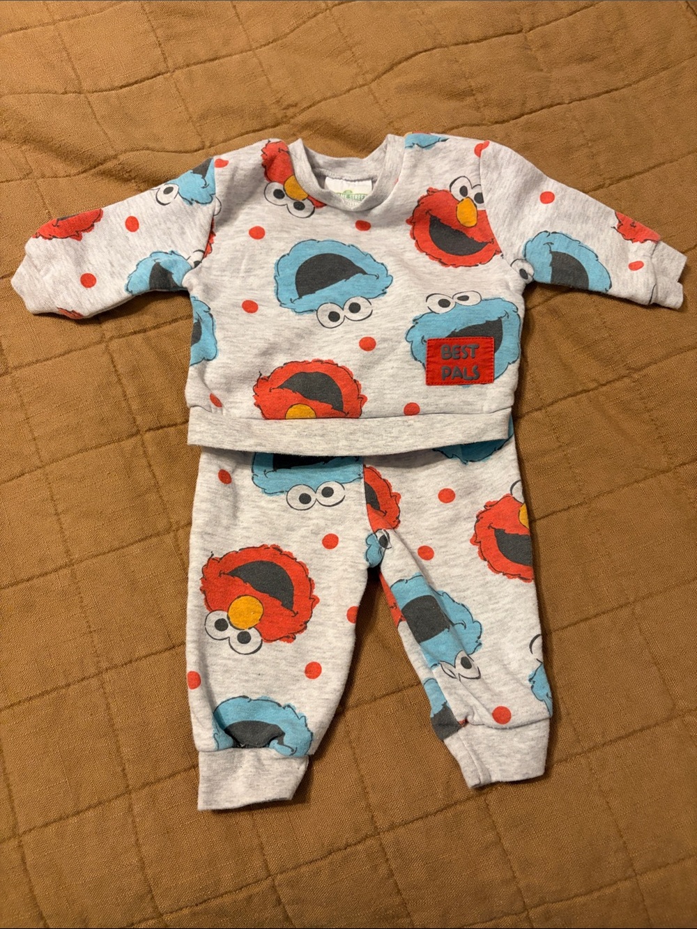 Sesame Street Baby Tee with Green Logo and Blue Graphic
